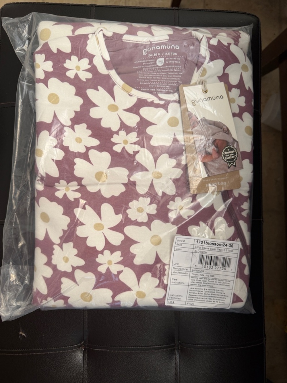 Günamuna Long Sleeve Sleep Bag 2.5 TOG Blossom 24-36M". NWT/Sealed